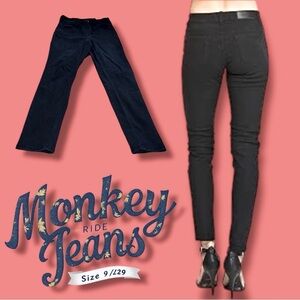 Monkey Ride Jeans Black High Waisted Skinny Comfortable Denim Juniors Size 9/29